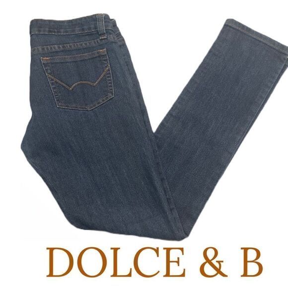 Dolce & B Women’s Straight Blue Jeans‎ with Metallic Threads - Size 9/10 - Picture 1 of 2